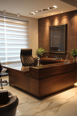 Un bureau d'avocat à l'élégance sophistiquée.